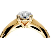 Solitaire Engagement Ring Setting for Pear-Shaped Center with Reverse Tapered Band and Prong Head in Yellow Gold