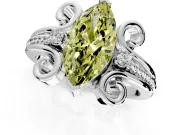 Solitaire Engagement Ring Setting for Fancy Yellow Marquise Center with Twisted Band and Scroll Prong Head in Platinum
