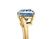 Solitaire Engagement Ring Setting for Fancy Blue Princess Cut Center with Plain Bypass Twist Band and Prong Head in Yellow Gold