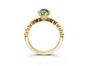 Solitaire Engagement Ring Setting for Fancy Green Marquise Center with Bezel-Dot Beaded Band and Prong Head in Yellow Gold