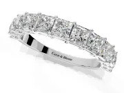 Princess Cut Lab-Grown Diamond Half Eternity Wedding Band with Shared-Prong Setting in Platinum