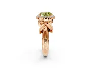 Halo Engagement Ring Setting for Fancy Yellow Round Cut Center with Floral Band and Prong Head in Rose Gold