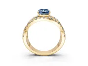 Solitaire Engagement Ring Setting for Fancy Blue Radiant Cut Center with Wide-Open Split Shank and Prong Head in Yellow Gold