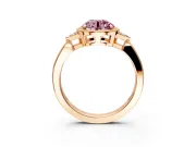 Cluster Engagement Ring Setting for Fancy Pink Round Cut Center with Milgrain Shoulder Clusters and Prong Head in Rose Gold