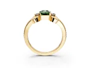 Solitaire Engagement Ring Setting for Fancy Green Emerald Cut Center with Twisted Band and Scroll Prong Head in Yellow Gold