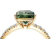 Solitaire Engagement Ring Setting for Fancy Green Princess Cut Center with Large Accent Band and Prong Head in Yellow Gold