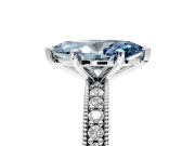 Milgrain Pave Engagement Ring Setting for Fancy Blue Marquise Center with Accent Band and Prong Head in Sterling Silver
