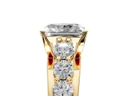 Solitaire Engagement Ring Setting for Radiant Cut Center with Graduated Shared Prongs and Prong Head in Yellow Gold