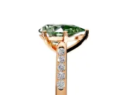 Solitaire Engagement Ring Setting for Fancy Green Pear-Shaped Center with Channel Accents and Prong Head in Rose Gold