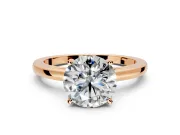 Solitaire Engagement Ring Setting for Round Cut Center with Basket Rail and Prong Head in Rose Gold