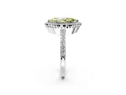 Halo Engagement Ring Setting for Fancy Yellow Marquise Center with Inner Milgrain Border and Prong Head in Sterling Silver