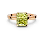 Solitaire Engagement Ring Setting for Fancy Yellow Radiant Cut Center with Plain Band and Flat Tab Prong Head in Rose Gold