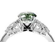 Leaf Cluster Engagement Ring Setting for Fancy Green Oval Center with Marquise Accents and Prong Head in Sterling Silver