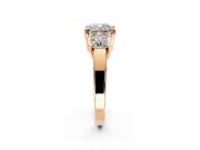 3 Stone Engagement Ring Setting for Cushion Cut Center with Matching Side Accents and Prong Head in Rose Gold