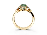 Floral Engagement Ring Setting for Fancy Green Cushion Cut Center with Marquise Cluster Shoulders and Prong Head in Yellow Gold