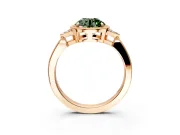 Cluster Engagement Ring Setting for Fancy Green Round Cut Center with Milgrain Shoulder Clusters and Prong Head in Rose Gold