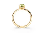 Solitaire Engagement Ring Setting for Fancy Yellow Oval Center with Large Accents and Prong Head in Yellow Gold