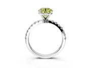 Open Basket Engagement Ring Setting for Fancy Yellow Round Cut Center with Pave Band and Prong Head in Platinum