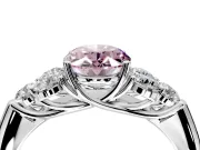 Cluster Engagement Ring Setting for Fancy Pink Oval Center with Round Cut Accent Frame and Prong Head in Platinum
