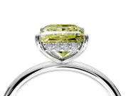 Solitaire Engagement Ring Setting for Fancy Yellow Princess Cut Center with Plain Band, Open Basket and Prong Head in Sterling Silver