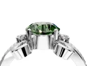 Solitaire Engagement Ring Setting for Fancy Green Round Cut Center with Twisted Band and Scroll Prong Head in Platinum