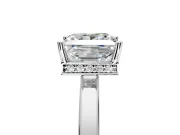 Hidden Halo Engagement Ring Setting for Princess Cut Center with Wide Flat Plain Band and Prong Head in White Gold