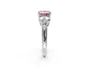 Cluster Engagement Ring Setting for Fancy Pink Princess Cut Center with Round Cut Accent Frame and Prong Head in Platinum