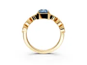 Vintage Station Engagement Ring Setting for Fancy Blue Emerald Cut Center with Accents and Prong Head in Yellow Gold