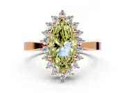 Starburst Halo Engagement Ring Setting for Fancy Yellow Marquise Center with Flat Cathedral Band and Prong Head in Rose Gold