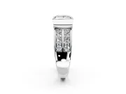 Bezel Engagement Ring Setting for Princess Cut Center with Wide Channel-Set Band and Bezel Head in Platinum