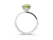 Solitaire Engagement Ring Setting for Fancy Yellow Princess Cut Center with Fine Pave Accents and Prong Head in Platinum