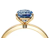 Solitaire Engagement Ring Setting for Fancy Blue Radiant Cut Center with Thin Rounded Plain Band and Prong Head in Yellow Gold