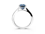 Solitaire Engagement Ring Setting for Fancy Blue Radiant Cut Center with Tapered Shoulders and Prong Head in Platinum