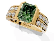 Bezel Engagement Ring Setting for Fancy Green Radiant Cut Center with Wide Channel-Set Band and Bezel Head in Yellow Gold