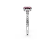 Solitaire Engagement Ring Setting for Fancy Pink Emerald Cut Center with Fine Pave Band and Prong Head in White Gold