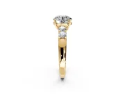 5 Stone Engagement Ring Setting for Round Cut Center with Plain Band and Prong Head in Yellow Gold