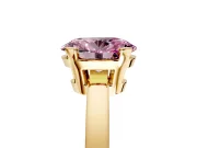 Solitaire Engagement Ring Setting for Fancy Pink Oval Center with Plain Band and Flat Tab Prong Head in Yellow Gold