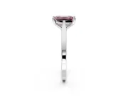 Solitaire Engagement Ring Setting for Fancy Pink Emerald Cut Center with Tapered Shoulders and Prong Head in Sterling Silver