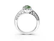 Floral Engagement Ring Setting for Fancy Green Pear-Shaped Center with Four Accent Clusters and Prong Head in Sterling Silver