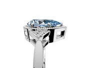 Cluster Engagement Ring Setting for Fancy Blue Pear-Shaped Center with Milgrain Shoulder Clusters and Prong Head in White Gold