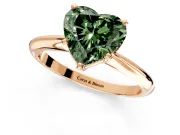 Solitaire Engagement Ring Setting for Fancy Green Heart-Shaped Center with Knife Ridge Band and Claw Prong Head in Rose Gold