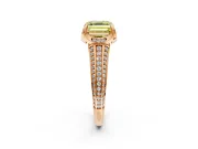 Solitaire Engagement Ring Setting for Fancy Yellow Asscher Cut Center with Accented Split Shank and Prong Head in Rose Gold