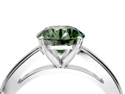 Solitaire Engagement Ring Setting for Fancy Green Round Cut Center with Flat-Sided Plain Band and Prong Head in Sterling Silver