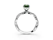 Solitaire Engagement Ring Setting for Fancy Green Emerald Cut Center with Marquise Panel Band and Prong Head in Sterling Silver