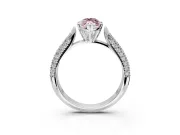 Solitaire Engagement Ring Setting for Fancy Pink Marquise Center with Multi-Row Accents and Prong Head in Sterling Silver