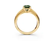 Solitaire Engagement Ring Setting for Fancy Green Radiant Cut Center with Reverse Tapered Band and Prong Head in Yellow Gold