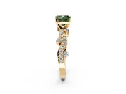 Solitaire Engagement Ring Setting for Fancy Green Cushion Cut Center with Bar-Station Pave Twist and Prong Head in Yellow Gold