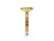Solitaire Engagement Ring Setting for Fancy Yellow Marquise Center with XO Engraved Band and Prong Head in Yellow Gold