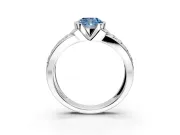 Bezel Engagement Ring Setting for Fancy Blue Cushion Cut Center with Wide Channel-Set Band and Bezel Head in Sterling Silver