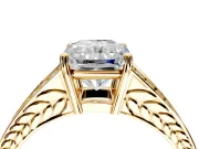 Split Shank Engagement Ring Setting for Radiant Cut Center with Pave Split Shank and Prong Head in Yellow Gold